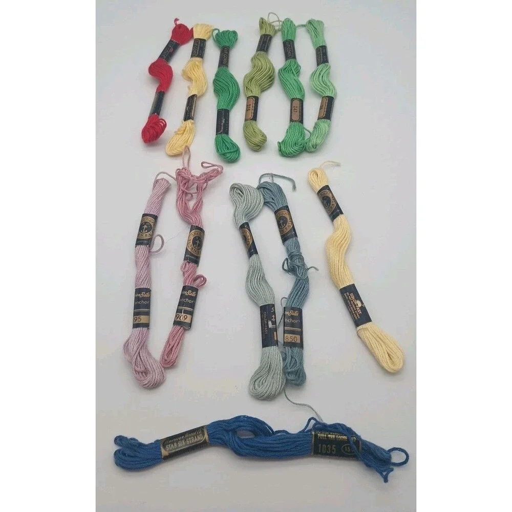 12 Vtg J&P Coats Susan Bates Anchor American Thread Star Six Strand Floss Lot